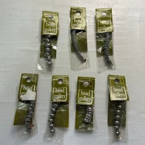 Bead Gallery Silver Metal Bead Findings Lot 7 Cards
